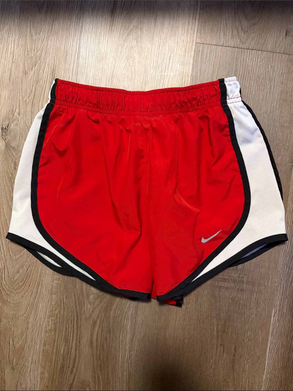 Nike Women’s Red Athletic Shorts with White Panels